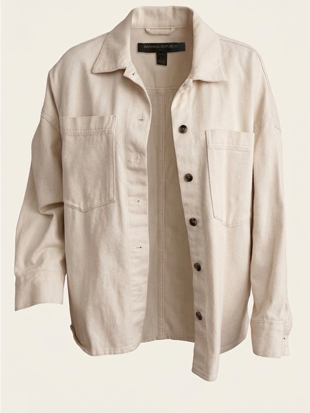 Banana Republic 100% Cotton Canvas Shacket / Utility Shirt Jacket in Ecru